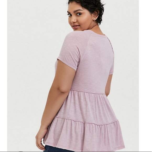 Torrid Mauve Shirred Baby Doll Top - Picture 4 of 4